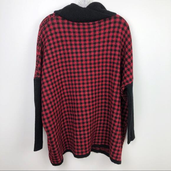 Joseph A Plaid Turtleneck Sweater Red Black Women's Size Medium NWT - Picture 10 of 10